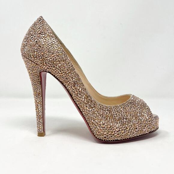 Christian Louboutin Strass Very Riche 120 Gold Heels Size 36.5 - Picture 3 of 8